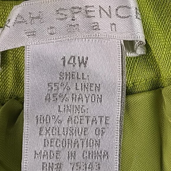Sarah Spencer Women's Lime Green Linen Blend Blouse And Skirt Size 14W - Picture 15 of 16
